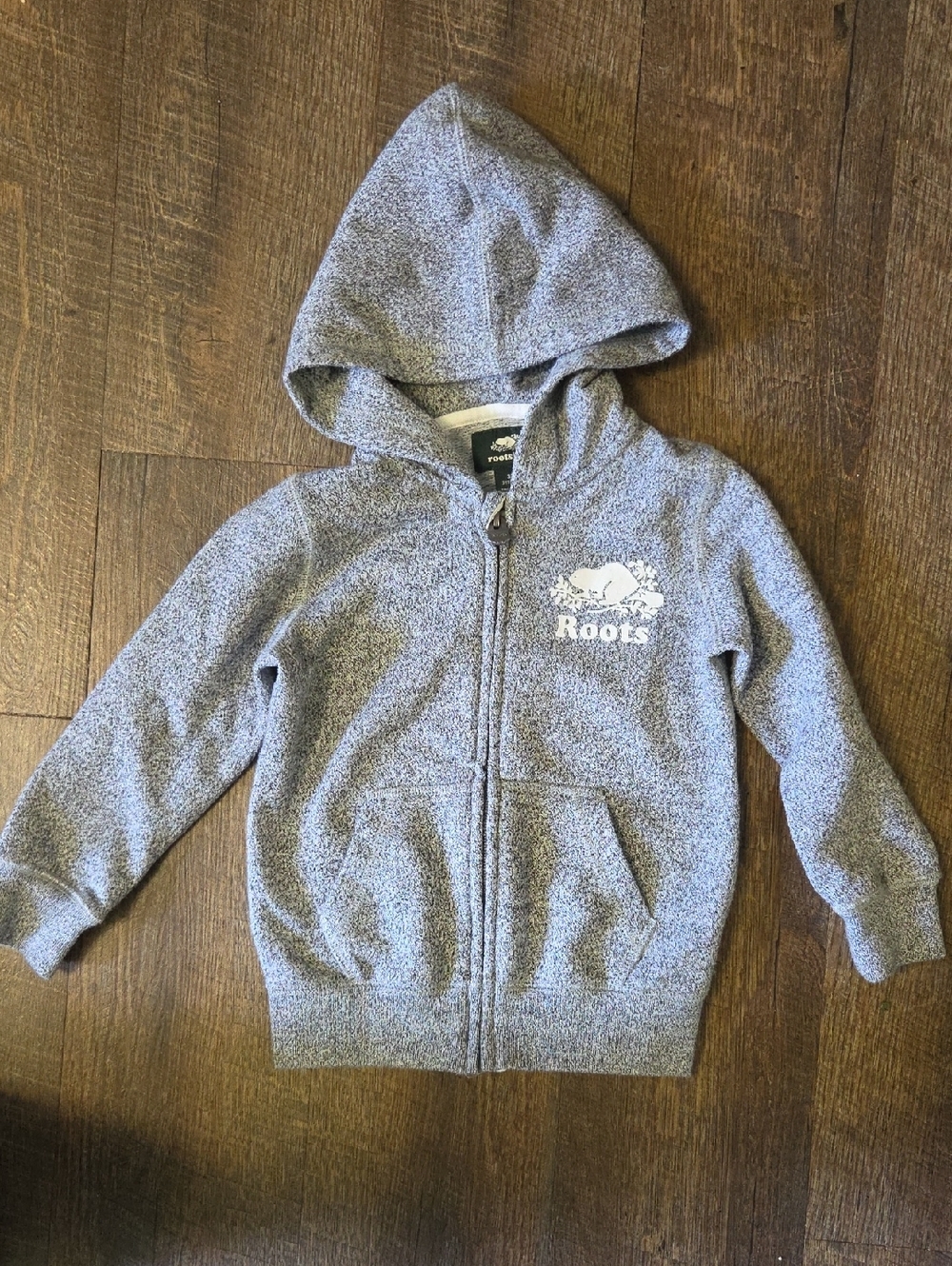 Roots Kids Gray Heather Zip Hoodie with Logo